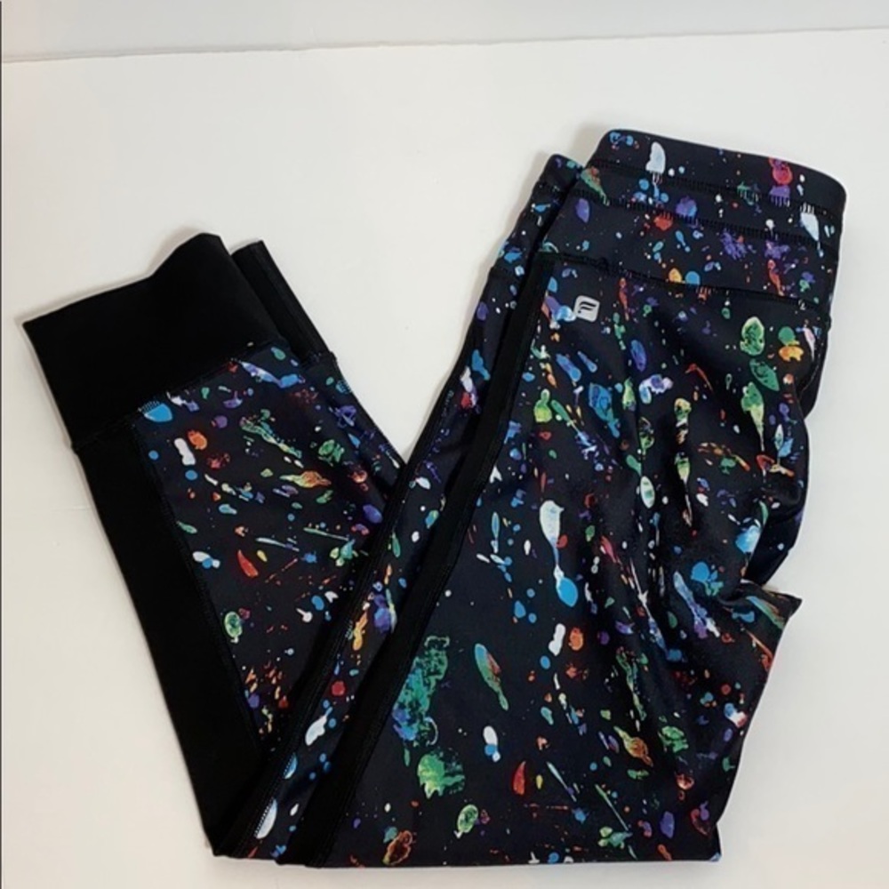 Fabletics Black Leggings with Color Splatter - Picture 3 of 6